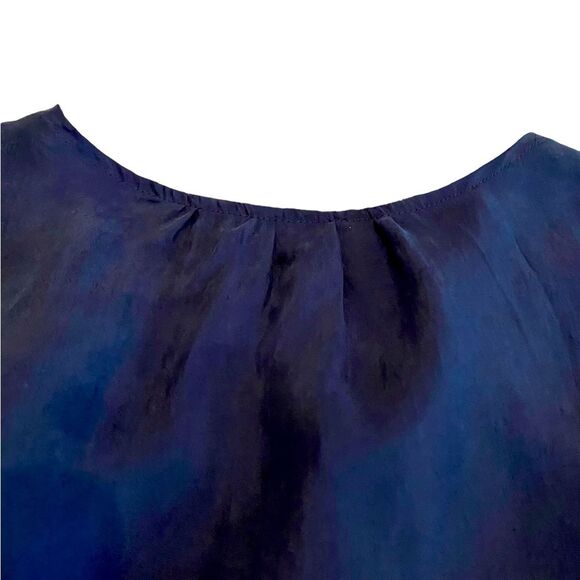 Calme by Johnny Was Navy blue silk long sleeve blouse NWT size Med. Luxury - Picture 9 of 9